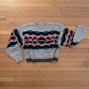 Free People Grey/Multicolored Sweater Size Small